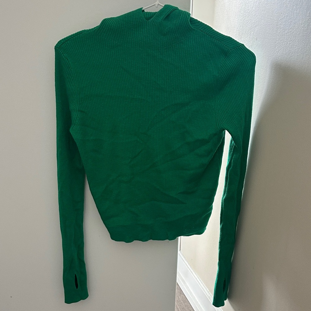 Green Ribbed Long Sleeve Sweater